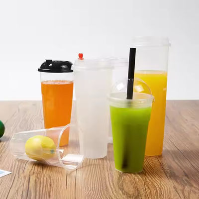 Tek kullanımlık 1000ml PP plastik bardak özelleştirin logo buzlu kahve bardağı