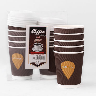8 oz Kraft Ripple Kağıt Kupalar 92mm PE Kaplı Sıcak Kahve Kağıt Kupaları