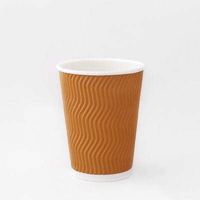 Biyolojik olarak bozulabilir Ripple Kahve fincanları Özel 10 oz Kağıt İçme fincanı