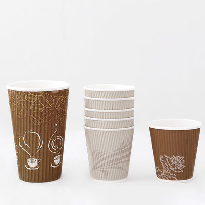 Tek kullanımlık Kraft Ripple Cups 12 oz 430ml Soğuk İçki Tek kullanımlık Cups Su geçirmez