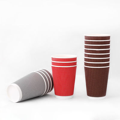 Tek kullanımlık 16oz Ripple Cups PLA kaplı 540ml Kraft Kağıt Cups