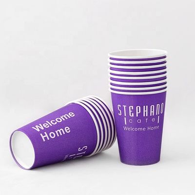 Mor Plastiksiz Tek Duvarlı Kağıt Kupa 24 oz 675ml Özel Kağıt Kahve Kupaları 90mm
