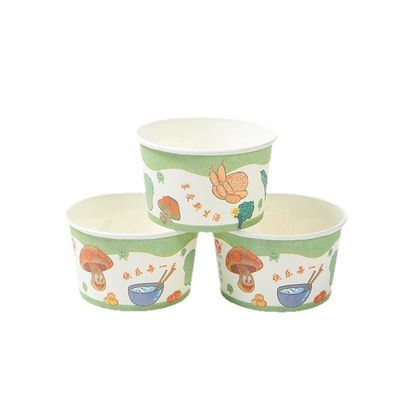 Gıda Kağıt Gıda Kaseleri 600ml Çorba Kutusu Konteyner Taşınabilir Salata Kasesi PLA Kaplı