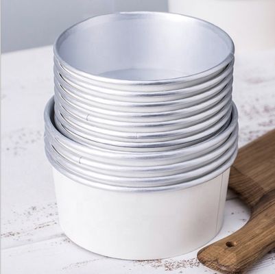 Gümüş Alüminyum Folyo Kağıt Kasa PE PLA Plastiksiz Kaplı Yuvarlak Şekil Kasa