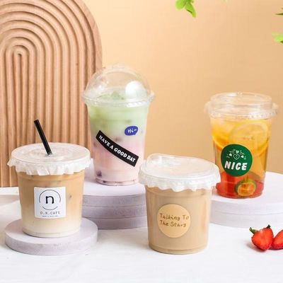 Tek kullanımlık şeffaf PET plastik fincan Özel Logo Buzlu Kahve fincanı