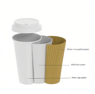 Tek kullanımlık Kraft Ripple Mini Cups 315ml Biyolojik olarak bozulabilen Sıcak İçecek Cups